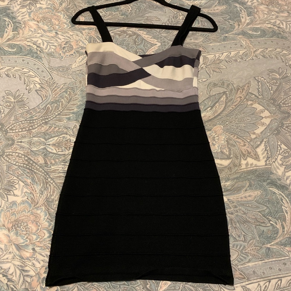 Black white and grey bandage dress